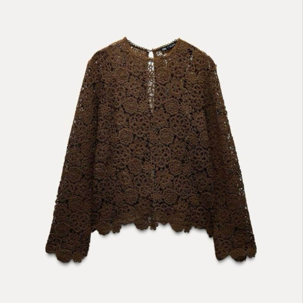 ZARA Crochet Lace Top – Size M – New without tags 🤎